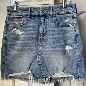 American Eagle Outfitters Light Blue Distressed Denim Skirt